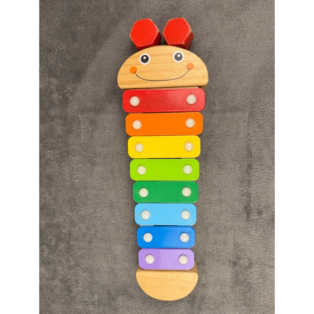 Melissa & Doug Caterpillar Xylophone Toy Rainbow Musical Instrument Wood Metal